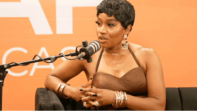 Guest in conversation on the No Cap Podcast set