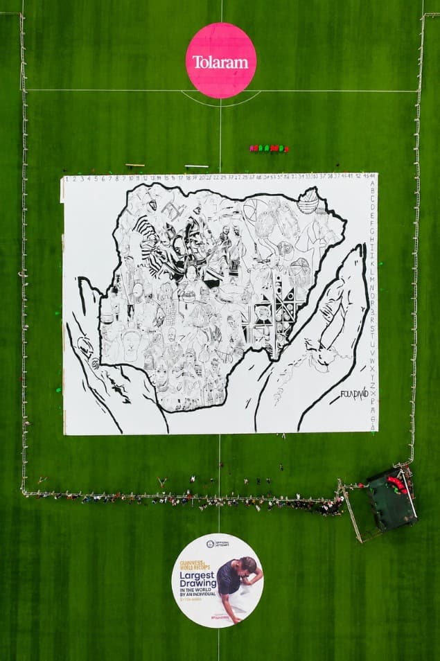 Guinness World Records official attempt graphic over the field